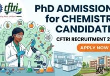 PhD Admissions for Chemistry Candidate | CFTRI Recruitment 2026 | Apply Now