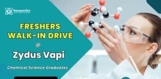 BSc Chemistry Freshers Job at Zydus | Walk-In Interview 2026