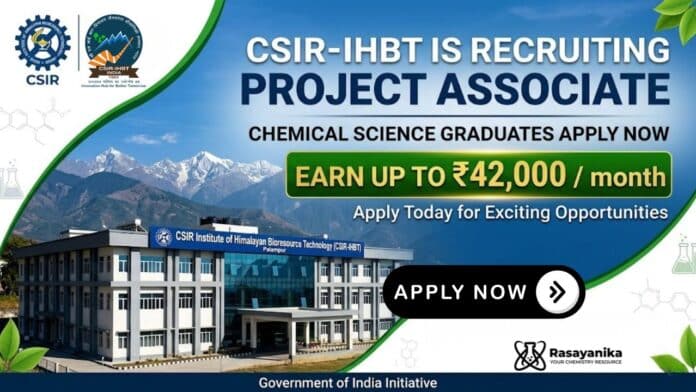 MSc Chemistry Job at CSIR IHBT | Apply for Project Associate Job 