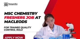 MSc Chemistry Freshers Job at Macleods | Apply for Trainee Quality Control Role