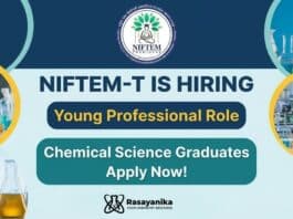 MSc Chemistry Job at NIFTEM-T | Apply Now for the Young Professional Role