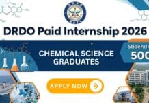 DRDO Paid Internship 2026 | MSc Chemistry Government Internship DRDO Careers: Internship for MSc Chemistry Students | Apply Now