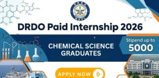 DRDO Paid Internship 2026 | MSc Chemistry Government Internship DRDO Careers: Internship for MSc Chemistry Students | Apply Now