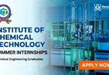 ICT Mumbai Vacancy Summer Internships for Chemical Engineering Careers Chemical Engineering Summer Internship Institute of Chemical Technology Vacancy