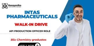 Intas Pharmaceuticals is Hiring BSc Chemistry Graduates Apply Now for Officer Role in API Production Intas Pharmaceuticals Walk-In Drive for BSc Chemistry Job | Production Officer Role