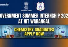 NIT Warangal Summer Internship 2026 for Chemistry Graduates | Apply Now Government Summer Internship at NIT Warangal | Chemical Science Graduates Apply Now