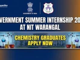 Government Summer Internship at NIT Warangal | Chemical Science Graduates Apply Now