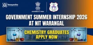 Government Summer Internship at NIT Warangal | Chemical Science Graduates Apply Now