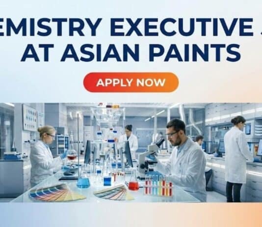 Chemistry Executive Job at Asian Paints | BSc & MSc Chemistry Jobs
