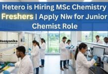 Walk-In Drive at Hetero for MSc Chemistry Freshers Jobs | Apply Now MSc Chemistry Freshers Job at Hetero | Junior Chemist Role