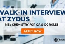 MSc Chemistry Job Walk-In Interview at Zydus Lifesciences | Apply Now