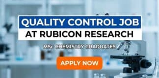 Rubicon Research is Hiring MSc Chemistry Graduates | Apply For QC Officer Role Quality Control Job at Rubicon | Chemistry Graduates Apply Now