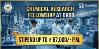 Govt DRDO Chemical Research Fellowship | Apply and earn up to ₹ 67,000/- p.m. Chemical Research Fellowship DRDO Vacancy at DMSRDE Kanpur | Apply Now
