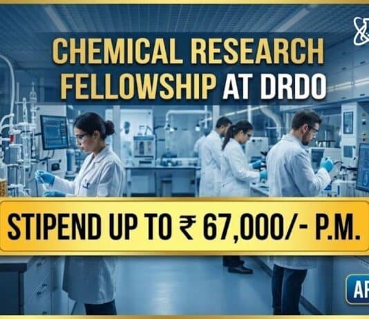 Chemical Research Fellowship DRDO Vacancy at DMSRDE Kanpur | Apply Now