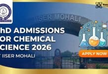 PhD Admissions in Chemical Science | IISER Mohali Vacancy 2026 | Apply Now