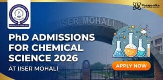 PhD Admissions in Chemical Science | IISER Mohali Vacancy 2026 | Apply Now