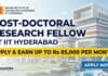 IIT Hyderabad Vacancy | Chemical Research Fellowship | Apply Now