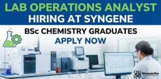 Syngene Hiring BSc Chemistry Graduates | Apply for Lab Operations Analyst Role Chemical Lab Analyst Job at Syngene | BSc Chemistry Graduates Apply Now