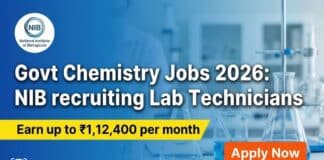 Govt Chemistry Jobs for Lab Technician at NIB | Chemical Science Graduates Apply Now