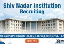 Shiv Nadar Institution Recruiting MSc Chemistry Graduates | Apply& earn up to INR 37000/- p.m. MSc Chemistry Job at Shiv Nadar Institution | Apply Now for Project Associate Role