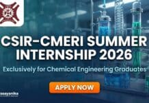 CSIR–CMERI Summer Internship 2026 | Chemical Engineering Graduates Apply Now Chemical Engineering Internship at CSIR–CMERI | Apply for Summer Internship 2026