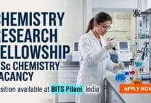 BITS Pilani Chemistry Research Fellowship 2026 – MSc Chemistry Vacancy Open Chemistry Research Fellowship at BITS Pilani | Chemistry Vacancy