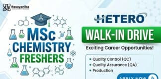 Freshers Chemistry Job at Hetero | MSc Chemistry Graduates Apply Now MSc Chemistry Freshers Job at Hetero | Attend the Walk-in Drive