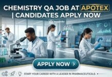 Apotex Hiring Junior Officer Quality in Bangalore | Chemistry QA Job Opportunity Chemistry QA Job at Apotex | Candidates Apply Now
