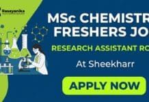MSc Chemistry Freshers Job at Sheekharr | Research Assistant Role