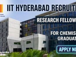 IIT Hyderabad Recruitment | JRF Job & Research Fellowship for Chemistry Graduates | Apply Now