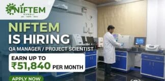 NIFTEM is Hiring MSc Chemistry Graduates | Apply Now & earn up to ₹51,840 per month Government Jobs for MSc Chemistry at NIFTEM | Apply Now