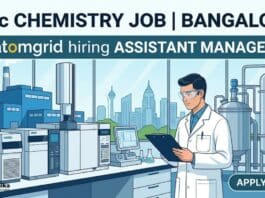 MSc Chemistry Job Bangalore | Atomgrid Hiring Assistant Manager 