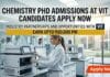 Chemistry PhD Admissions at VIT | Candidates Apply Now
