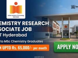 Chemistry Research Associate Job at IIT Hyderabad | Apply Now 