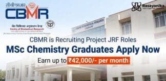 CBMR is Recruiting Project JRF Roles | Chemistry Graduates Apply Now & Earn up to ₹42,000/- per month CBMR Recruitment 2026: Research Jobs in Chemistry | Apply Now for Govt Job