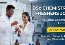 R&D Jobs for BSc Chemistry Freshers at Aquarius Chemicals Limited | Apply Now BSc Chemistry Freshers Job at Aquarius Chemicals Limited | Apply Now for Analytical R&D Jobs