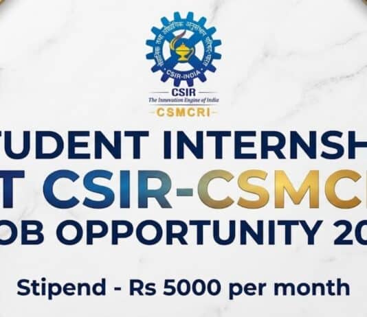 Student Internships at CSIR-CSMCRI | Chemistry Graduates Apply