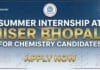 Summer Internship at IISER Bhopal for Chemistry Graduates Apply