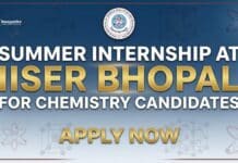 Summer Internship at IISER Bhopal for Chemistry Graduates Apply