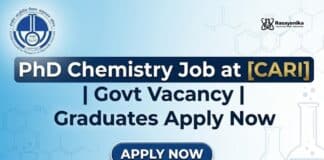 CARI Walk-In Interview for PhD Chemistry Candidates | Apply & earn up to Rs. 61,000 per month PhD Chemistry Job at CARI | Govt Vacancy | Graduates Apply Now