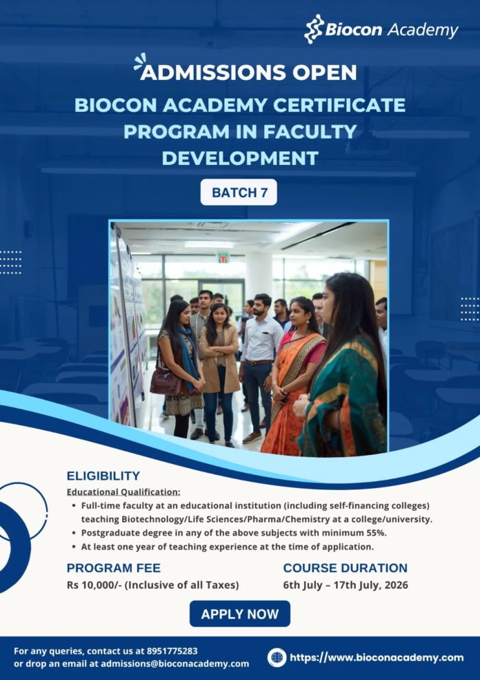 Biocon Academy Certificate Program in Faculty Development Biocon Academy Certificate Program in Faculty Development
