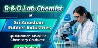 R&D Lab Chemist Job at Sri Anusham Rubber Industries | Chemistry Graduates Apply Now