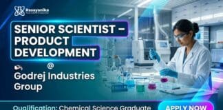 Godrej Industries Is Hiring Senior Scientist in Product Development | Chemical Science Graduates Apply Now MSc Chemistry Job at Godrej Industries | Apply Now for Senior Scientist Role