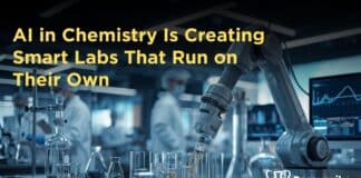 AI in Chemistry powered smart lab with robotic system running autonomous chemical experiments