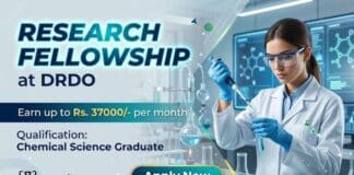 DRDO Hiring Chemical Science Graduates | Apply & Earn up to Rs. 37000/- per month JRF Job at DRDO | Chemical Science Graduates Apply Now
