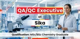 Quality Executive Job at Sika | MSc/BSc Chemistry Graduates Apply Now