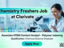 MSc Chemistry Freshers Job at Clarivate | Apply Now for Associate STEM Content Analyst Role