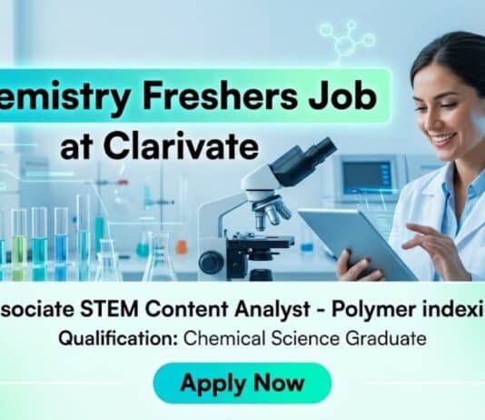 MSc Chemistry Freshers Job at Clarivate | Apply Now for Associate STEM Content Analyst Role
