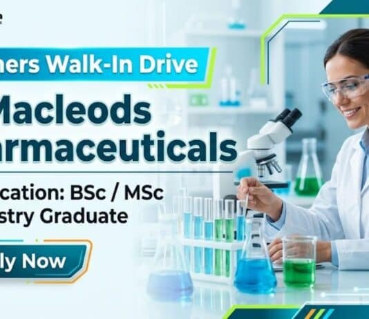 MSc Chemistry Freshers Job at Macleods Pharmaceuticals | Apply Now