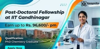 Post Doctoral Fellowship at IIT Gandhinagar | PhD Chemistry Graduates Apply Now